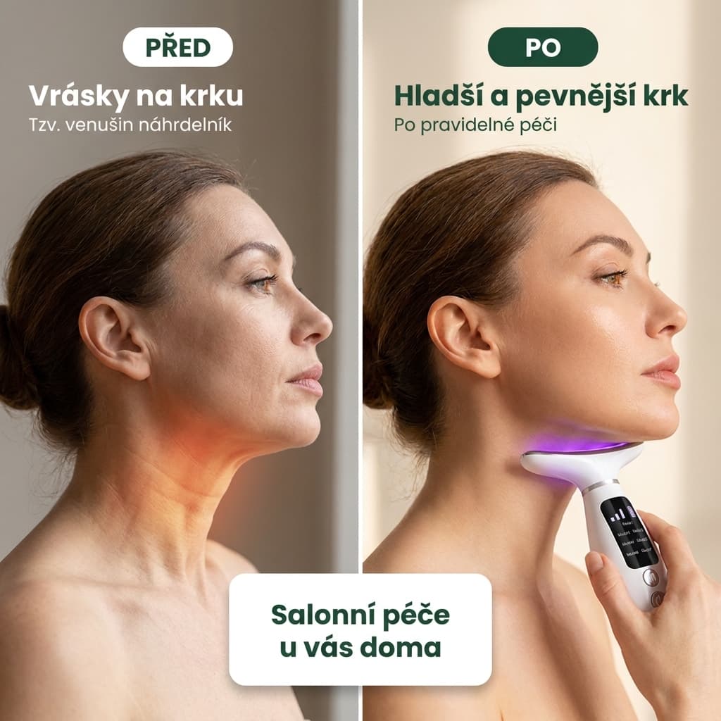 Liftingový přístroj na obličej a krk před a po – hladší a pevnější krk